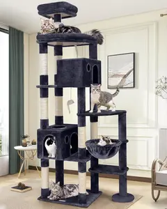 Giant  Tree, 83 inch  Tree for Indoor Cats Large Adult, XXL  Tower with 9  Posts for 20lb+ Heavy Duty Large Adult Cats, F83, Dark Grey
