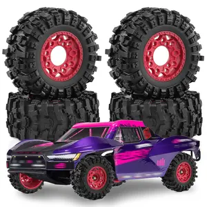 1/10 Short Course RC Tires - Interchangeable 12/14/17mm Hex Hubs | Durable Anti-Slip Off-Road Tires Fits ARRMA Senton / TRX SLASH | RC Car Upgrade Replacement Parts