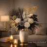 Mixed Floral Arrangement with Decorative Flowers, Artificial Flowers Bouquet, Faux Flower Decor, Fake Floral Decor, Roses, Hydrangeas, Willow Leaves, Palm, Eucalyptus, Ideal for Home Decor, Wedding Bouquets, Table Settings