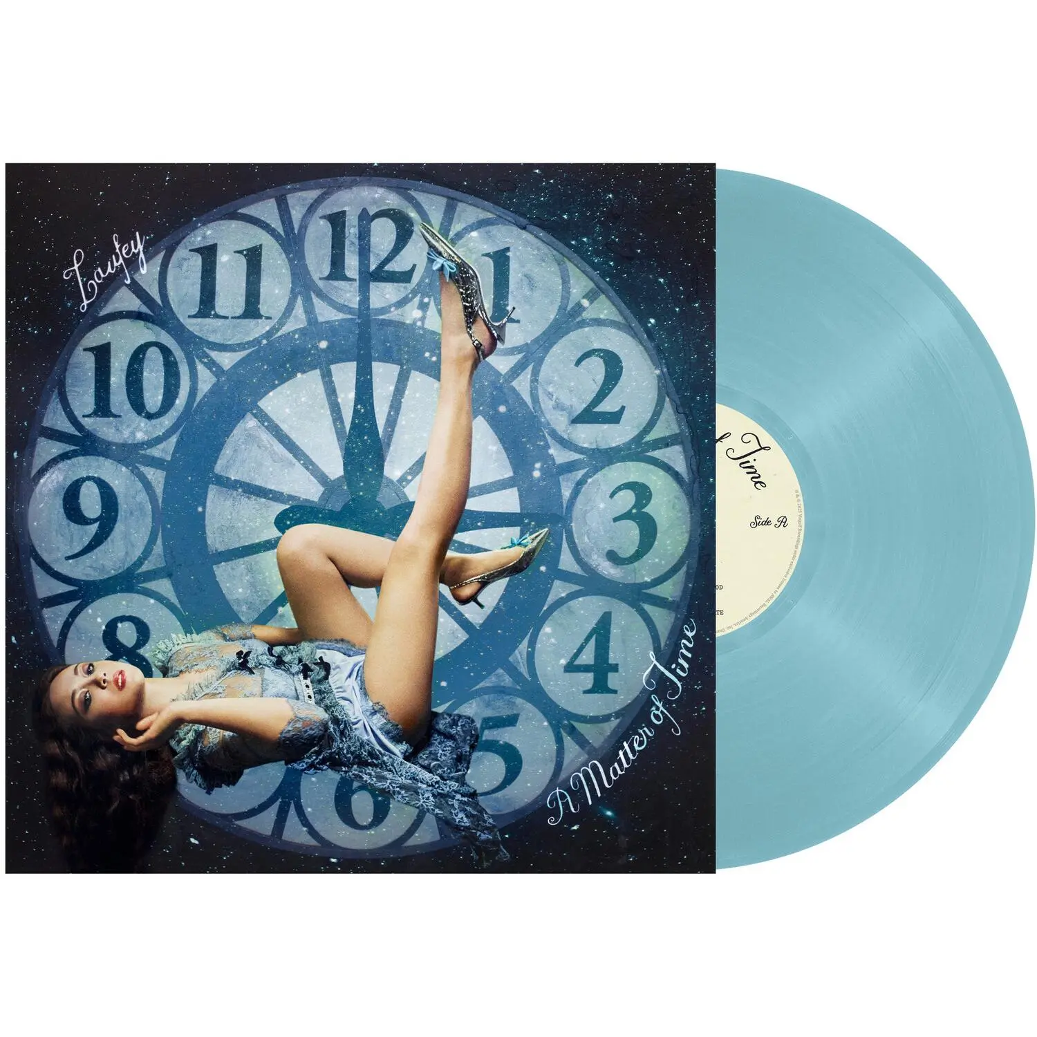 Laufey - A Matter Of Time (Timeless Blue) 12" Lyric Flip Colored Vinyl LP, Includes 7" Bonus Play Record, Photo Set Bonus, Jazz Physical LP Format for Shelf Pride, Lyrics, 14 Tracks