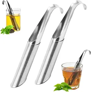 Stainless Steel Tea Diffuser Infuser 2PCS with Hanging Hook Handle Fine Holes for Loose Tea Leaf Coffee Herbs Spices Portable & Easy to Clean