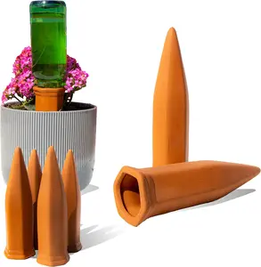 6-Pack Natural Self Watering Spikes Terracotta Automatic Plant Waterer for Indoor & Outdoor Slow Release Long Autonomy