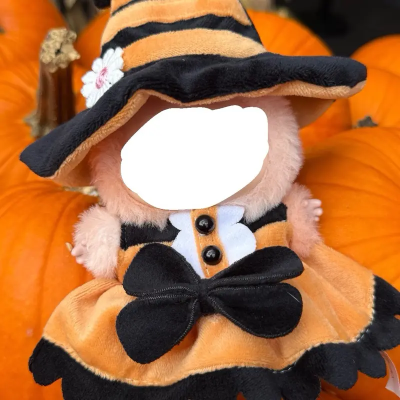 Pumpkin Witch Dress Hat Labubu Anime Costume Cosplay 17cm Doll Clothes