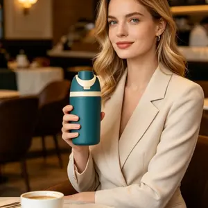 12oz Portable Insulated Stainless Steel Bouncing Button Vacuum Water Bottle with Straw, Stainless Steel Drinkware, Travel Coffee Mug, Thermos for Hot & Cold Drinks, Leakproof Insulated Coffee Cup for Outdoor Camping, Gym, Insulated Water Bottles
