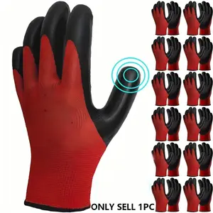 Dual-Layer Coated Work Gloves, Anti-Slip Safety Gloves, Breathable Polyester, Ideal for Outdoor Activities, Cycling, Camping, Fishing