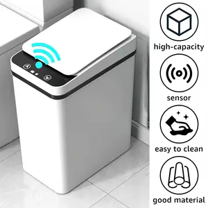 Smart Induction Touchless Trash Can - Slim Space-Saver ABS Plastic Odor-Seal Bin, Household Items, Trash Cans for Kitchen & Bathroom Home Accessories