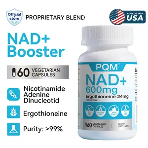 PQM NAD+ with Ergothioneine 600mg & 24mg-Supports Cellular Health & Antioxidant Support  & Healthy Aging - 60 Vegetarian Capsules - Made in USA - Healthcare daily nutrient supplement Fitness Dietary Third-party testing