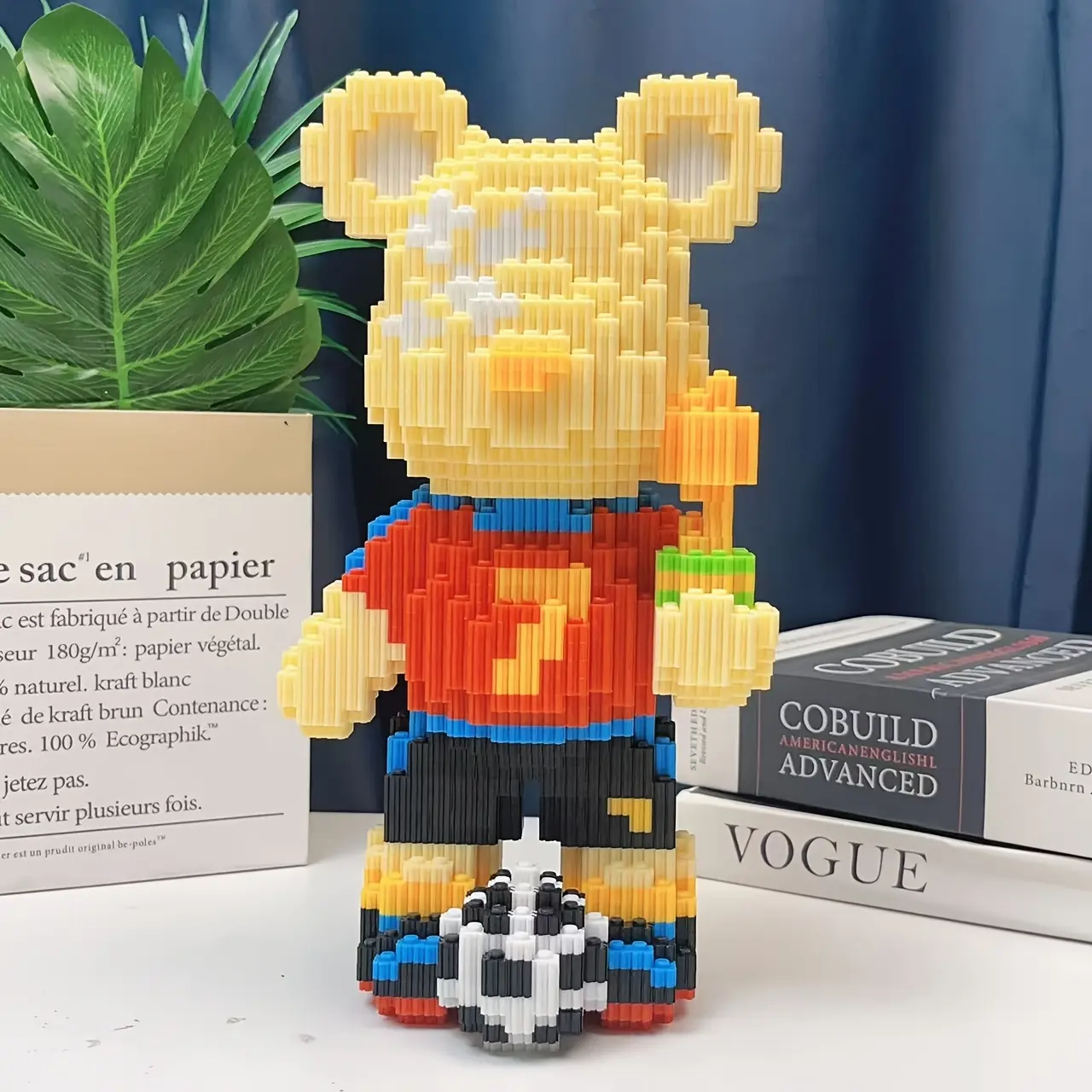 7 Number Football Player Bear 3D Puzzle Building Blocks Decoration, Bookshelf Home Office Cabinet Decor, Party Living Room TV Stand Display