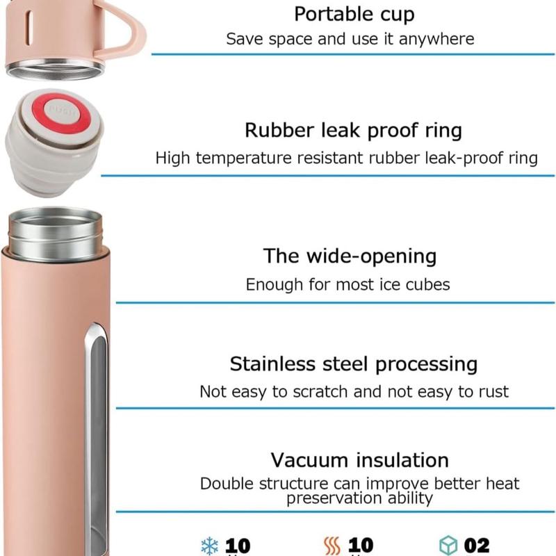 500ML Stainless Steel Vacuum Flask Gift Set Office Business Style Thermos Bottle Outdoor Hot Water Thermal Insulation Couple Cup