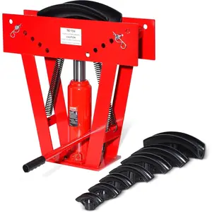 VEVOR Hydraulic Pipe Bender, 16 Ton Manual Copper Exhaust Pipe Bending Machine with 8 Dies (1/2" - 3") and 90-180 °   Adjustable Rollers, Heavy-Duty Pipe Tube Bender for Piping Railing Construction