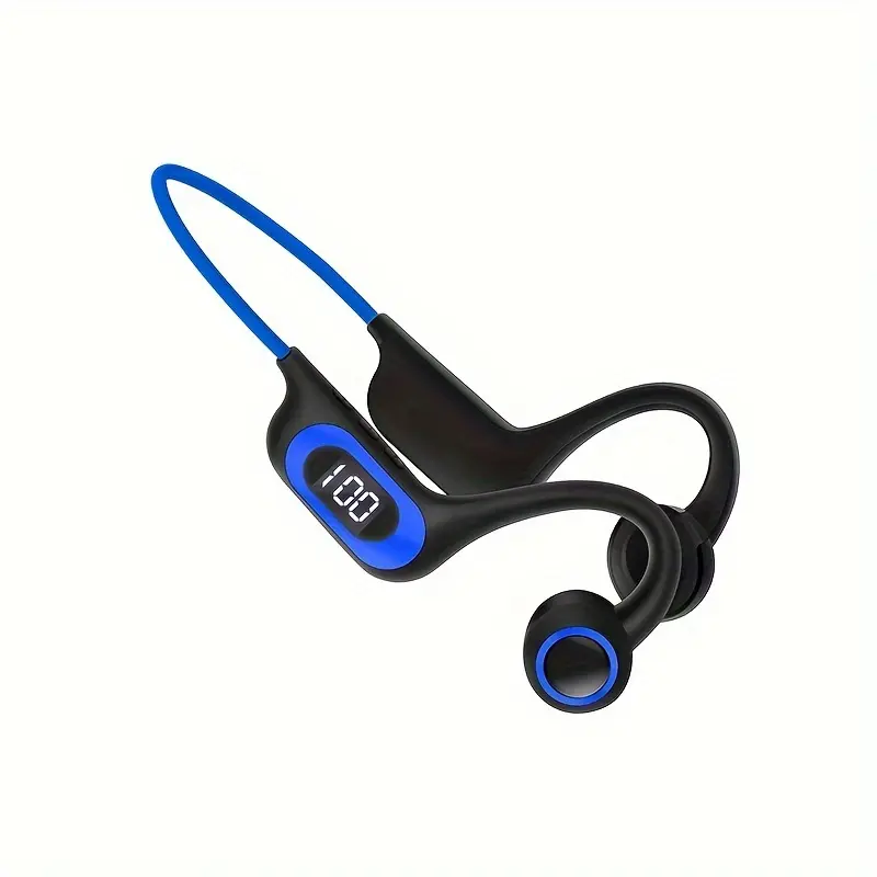 Open-Ear Bone Conductor Headphone - 300mAh Plastic Wireless Audio Earbud with No Jack, Without Cable, Built-in Mic, TF Card Slot, Hands-Free Function, Stereo Cable, Volume Control, Sweatproof for Phones, Ideal for Running, Hiking, Sweat Resistant