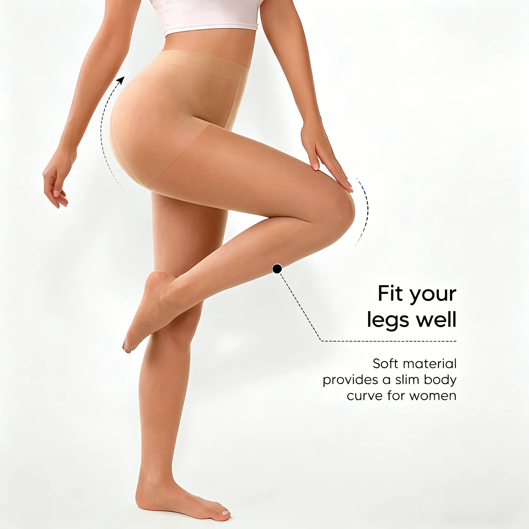 Women's High-Waisted Silky Fabric High-Stretch Compression Tights - Anti-Roll Thick Edge, 1-Piece Seam, Ultra-Sheer Even Texture, Tummy Control, Opaque Bottom, Minimalist Elegant, Comfortable Full-Body Shapewear, Machine Washable, High-Stretch Tights