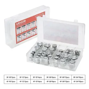 VEVOR 72 PCS JIC Hydraulic Fittings, Heavy Duty Master Industrial Hydraulic Cap and Plug, Hose Tube and Pipe Fitting Kit Cap and Plug Kit Precision Threading in 37 Dash Sizes 4 6 8 10 12 16VEVOR Super Brand Day