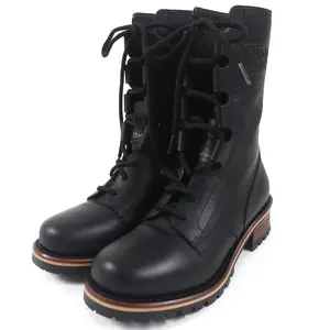 Pre-owned Dior Calfskin Small Leather Goods Leather Combat Boots Black 35.5 Women