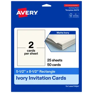 Avery 5-1/2" x 8-1/2" Rectangle, Matte Ivory Invitation Cards