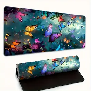 Colorful Butterfly Desktop Pad - High quality Non slip Rubber Bottom Mouse Pad | Colorful Underwater Scene Design, Game Office Decoration Gift