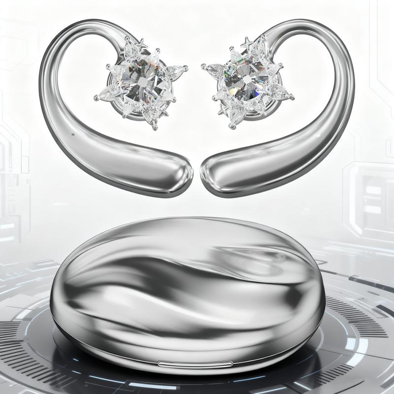 ERDU Air Note Open-Ear Bluetooth Earbuds with 3-in-1 Ear-Cuff Jewelry Design, Swapable Decorative Charms, 30H Battery Life & All-Day Comfort. Perfect Christmas Gift, Stocking Stuffer & Holiday Fashion Accessory.