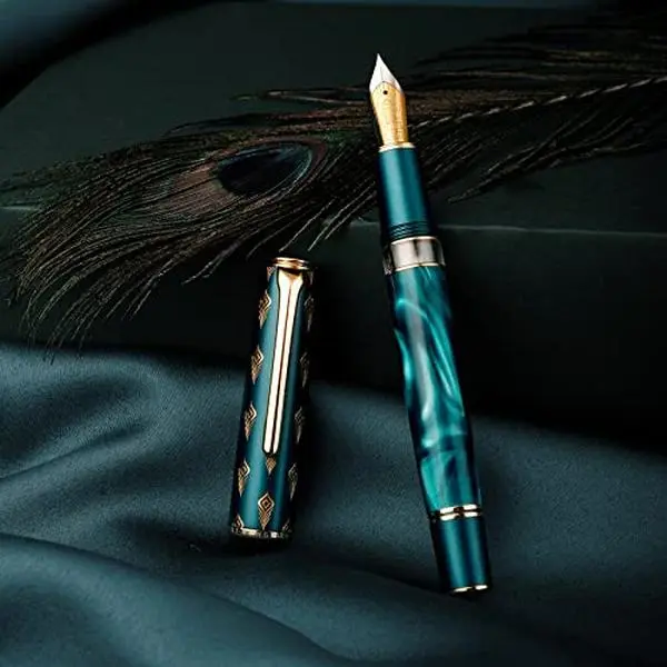 Metal Resin Piston Fountain Pen - Writing Tool for Office & School