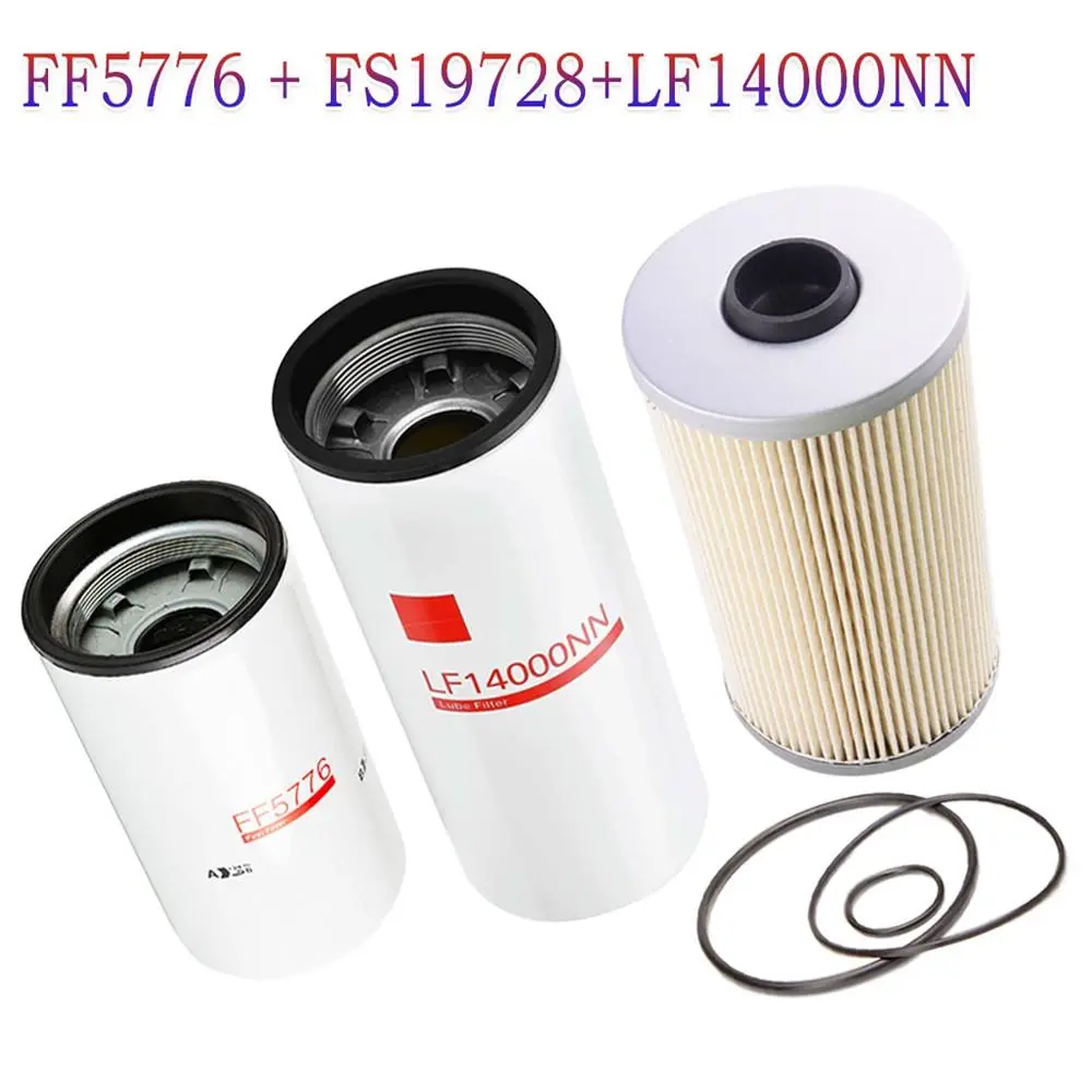 FS19728 Water-Separating Filter, FF5776 Oil Filter & Oil Change Kit Compatible with Cummins LF14000NN, Separates Water