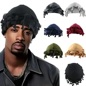 Premium Satin-Lined Turban Headwrap for Men and Women - Stylish Durag with Pre-Tied Tassels, Braid, and Vintage Twist Design for Daily Wear