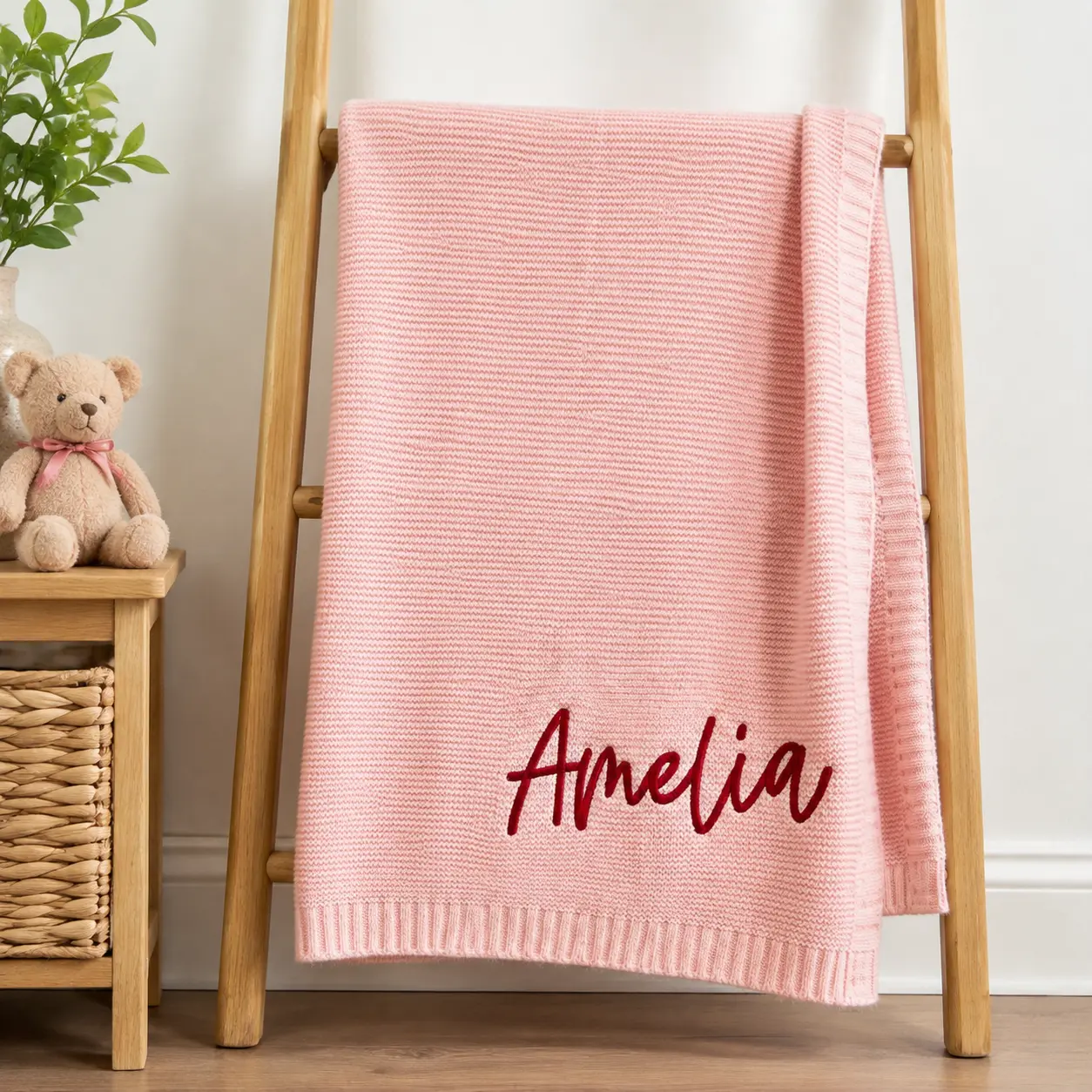[Made-to-Order] Personalized Knit Cotton Baby Blanket