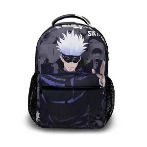 Jujutsu Kaisen Gojo Anime Waterproof Work Backpack | Office-to-Outdoor Transition Essential - Ergonomic Padded Straps + Bottom Reinforcement (Machine-Washable with Expandable Side Pockets)