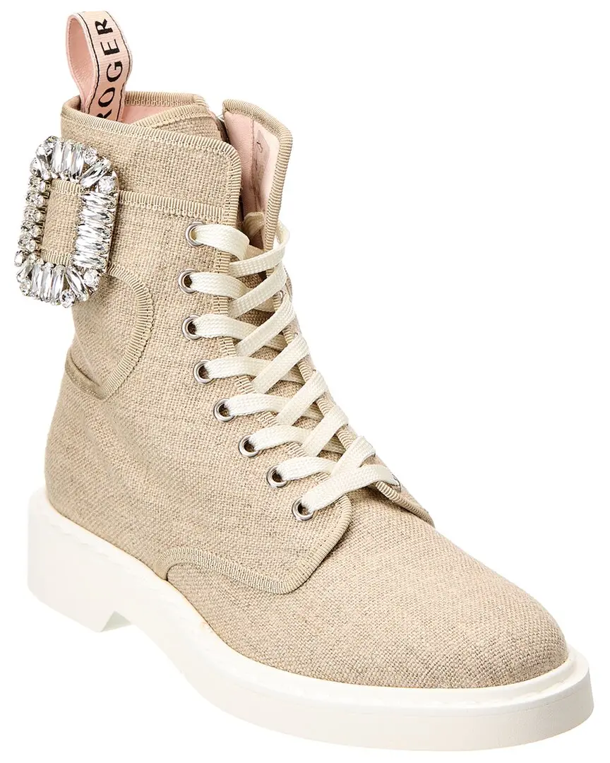 Roger Vivier Logo Plaque Viv Canvas Boot