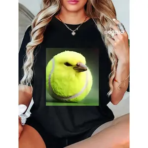 100% Cotton Tennis Bird Ball Meme Funny T-Shirt