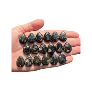 Black Golden Seraphinite Cabochon Teardrop Stone
