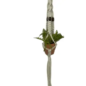 Mini Macrame plant or sphere Holder - Available in Sage Green, White, or Red -  pot/plant/sphere not Included - Customizable Design  made of cotton and wood