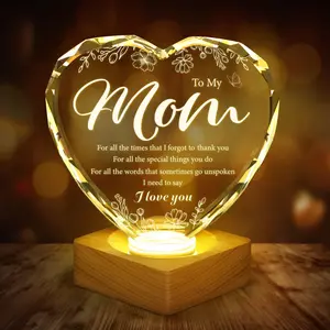 to My Mom, 3D Illusion Lamp Plaque, Engraved Night Light Lamp Presents for Mom, Mother's Day Gifts,  Mom Ever 3D LED Box Birthday Gifts with Solid Wooden Base