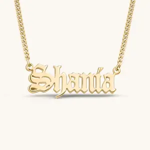 Old English Nameplate Necklace