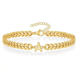 Gold/Silver Bracelets for Men Cuban Link Chain, Adjustable Size, Meaningful Initial Bracelet for Men Women, Unique Birthday Gifts