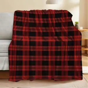 Cozy Red and Black Plaid Blanket Warm Sofa Throw Perfect for Home Decor Inviting Classic Checkered Pattern Suitable for beds and sofas can also be given as a gift