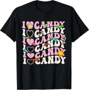 100% Cotton Unisex I Love Candy Halloween Party Cute Trick or Treat Candyland T-Shirt