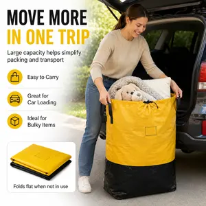 Extra Large Moving Bags L & XL | Waterproof Heavy Duty Storage Totes | Reinforced Handles & Foldable | for Clothes, Blankets