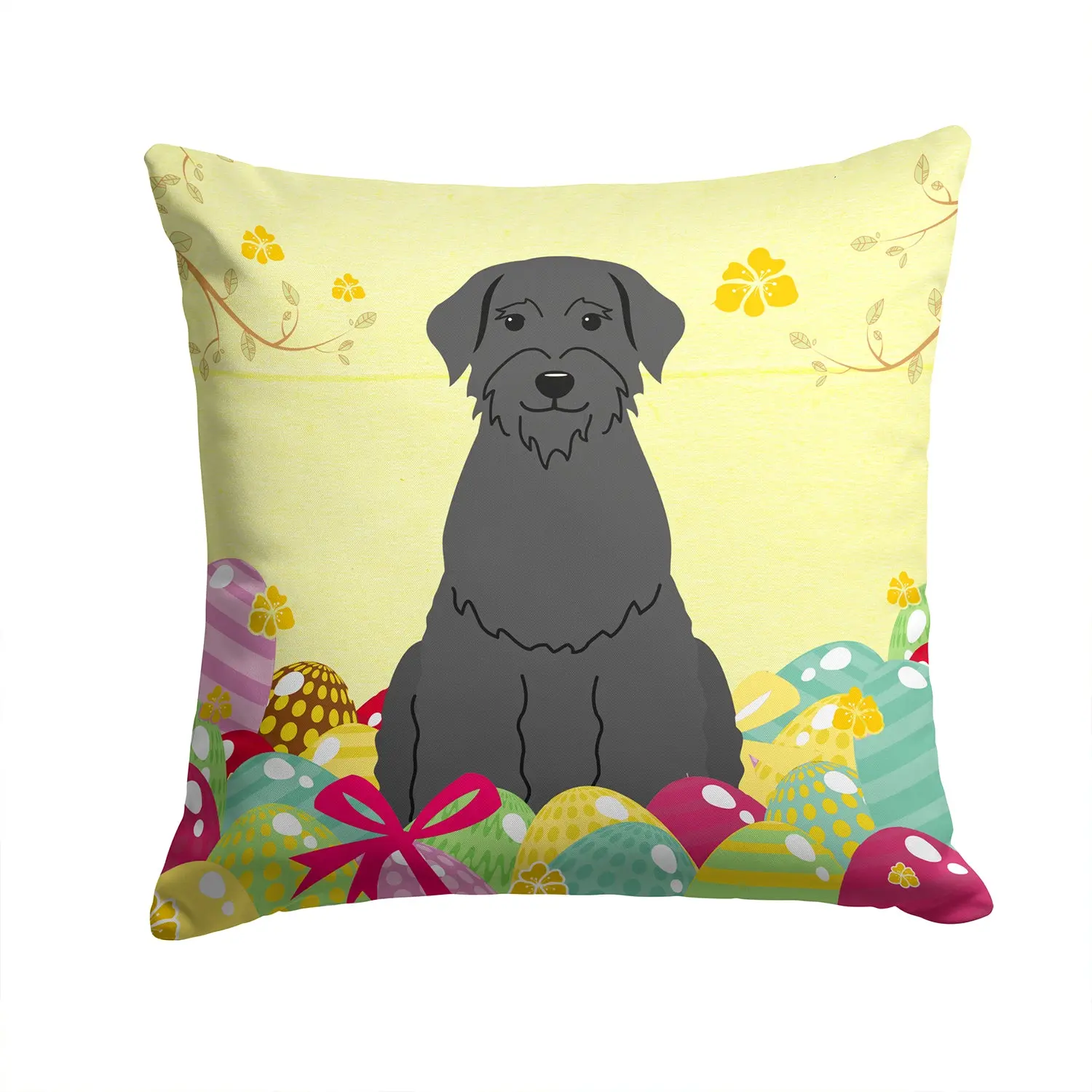 Easter Eggs Giant Schnauzer Decorative Throw Pillow 14x14 Indoor Outdoor Accent Cushion, Fabric Cover with Insert for Sofa, Bed, Porch & Living Room