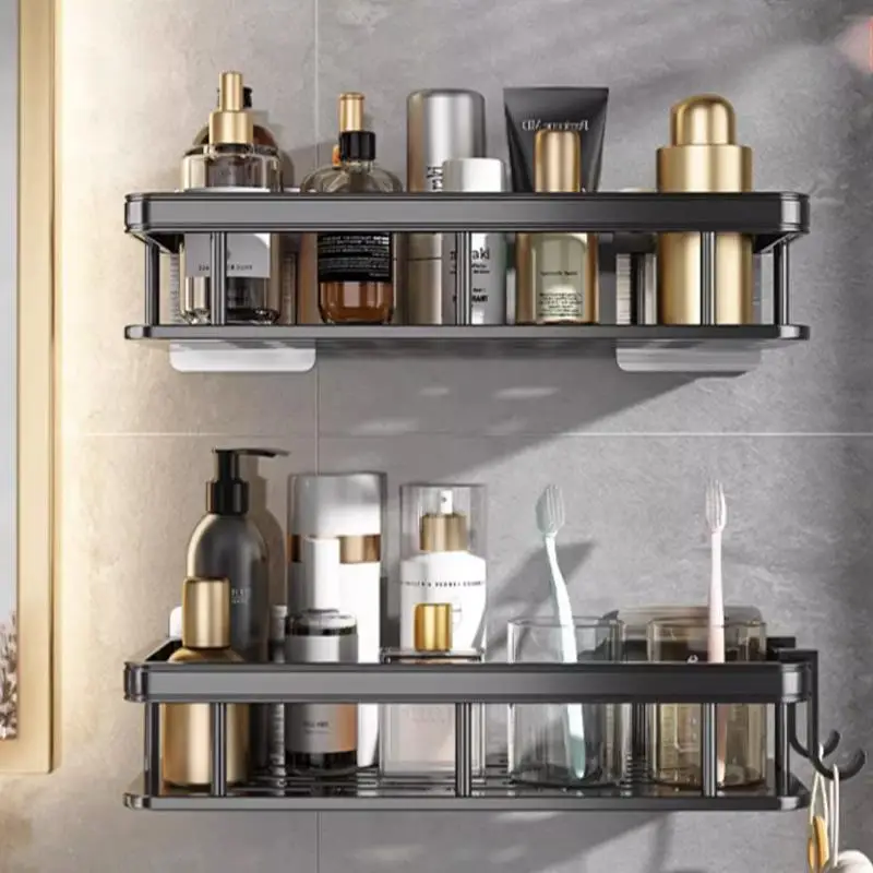 Bathroom Storage Rack, 1 Count Thickened Punch-free Metal Bathroom Storage Caddy for Shower, Home Organizers for Bedroom Living Room Bathroom Office,