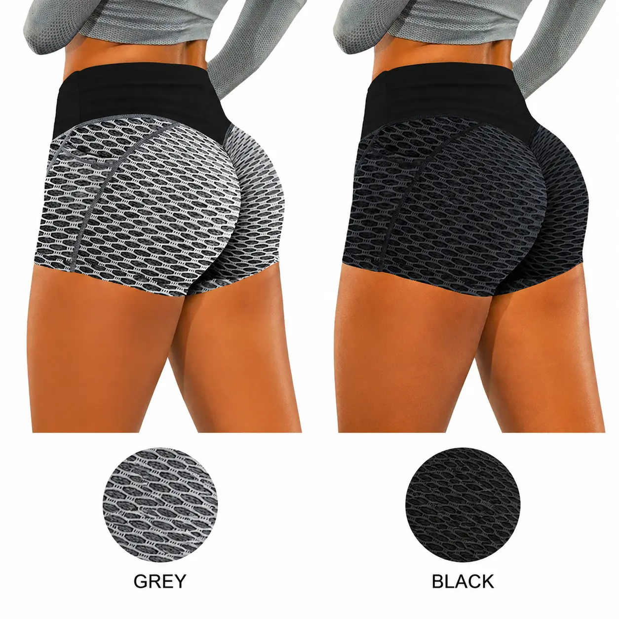 Women's Hexagon Pattern High-Waisted Workout Shorts - Comfortable, Breathable Activewear for Gym, Daily Use