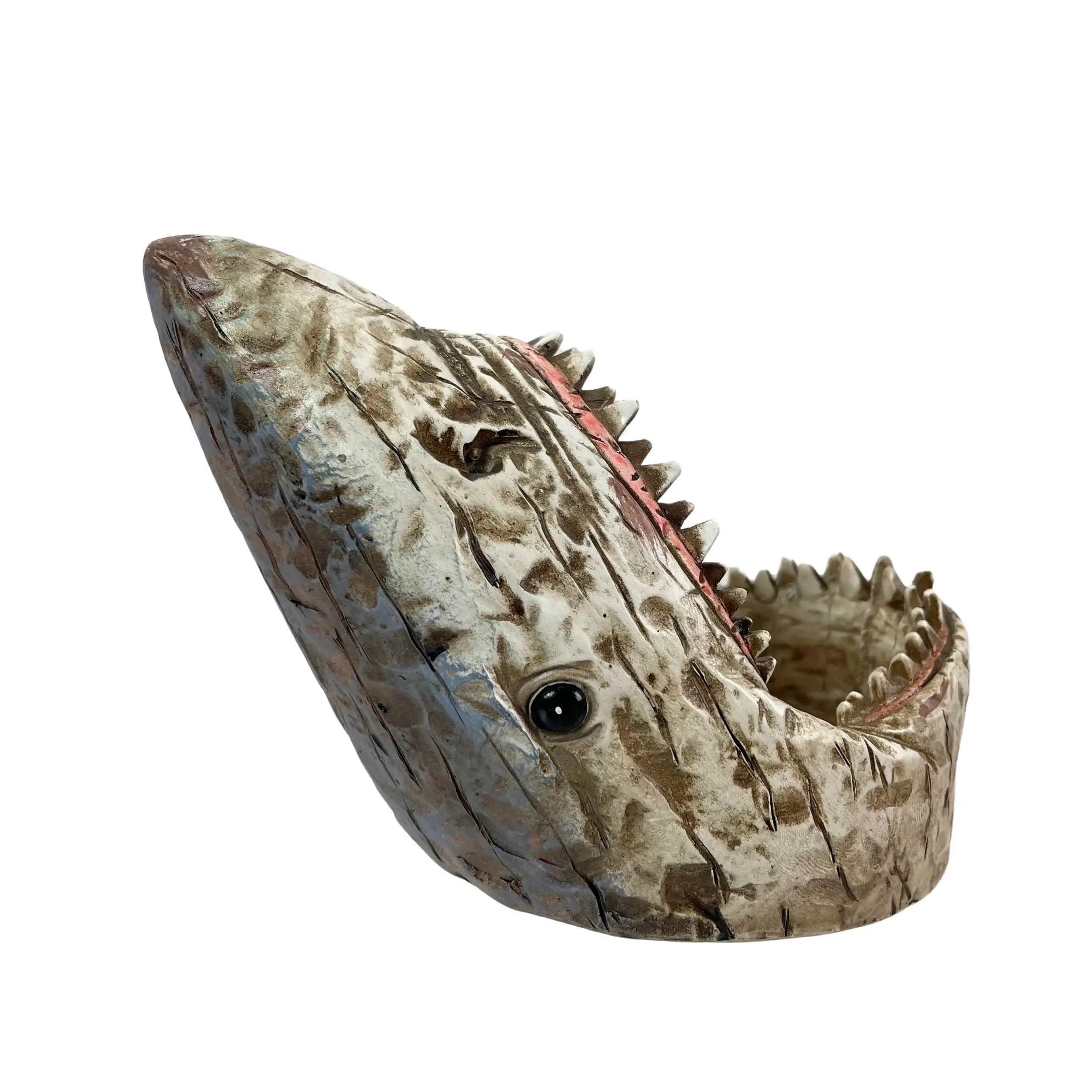 Wood Finish Resin Shark Wine Bottle Holder – 7 Inches Long – Centerpiece for Bars, Kitchens, Dining Rooms – Gift for Wine Lovers