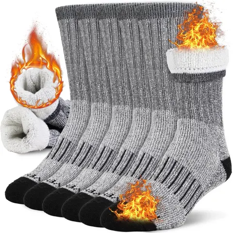 NevEND 3 Pairs Men and Women Heavy Duty Thermal Boot Socks Winter Warm Insulated Heated Cotton Wool Work Crew Thick Warm Socks 5-10 Menswear Underwear Bestie Tropical