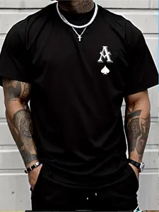 Printed Men's Creative Top, Casual Short-sleeved Crew Neck T-shirt, Summer Outdoor Men's Clothing