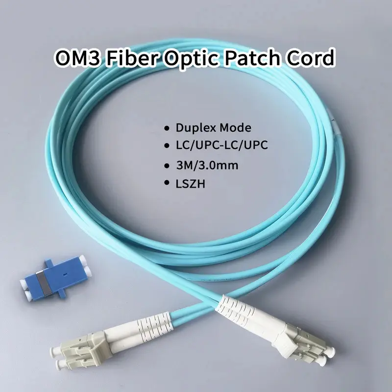 Multimode Fiber Optic Patch Cord, OM3 LC/UPC-LC/UPC Duplex LSZH 3.0mm Diameter 3m Extension Cable for Computers & Office Network Components