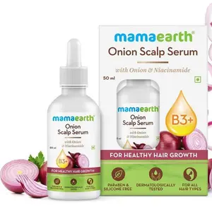 Mamaearth Onion Scalp Serum for Healthy Hair Growth with Red Onion Pea Sprouts, Niacinamide & Aloe Vera Juice | Dermatologically Tested Paraben & Silicone Free