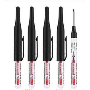 4 count Black Multi Purpose Deep Hole Marker Pens,Long Nib  Marker  Colorful Carpenter Pen for Bathroom Woodworking Decoration,Permanent Marker Pens Multi-Purpose  Carpenter