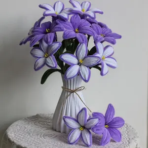 Pipe Cleaner Chenille Stems Handmade Purple & Bicolor Lily Flower Making Kit DIY Art Flower Bouquet Craft Set Hot Glue Sticks Tape