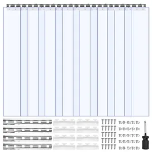 Clear PVC Strip Curtain, 96 In Height, 48 In Width, 0.08 In Thickness, 8-Pack Walk-In Freezer Cooler Curtain Strips, Smooth Waterproof Plastic Door Strips For Warehouse, Freezer, Garage Doors And Industrial Doorways
