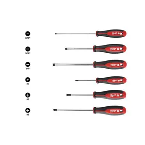 Phillips/Slotted Flat Head Hex Drive Screwdriver Set with Tri-Lobe Handle (6-Piece)