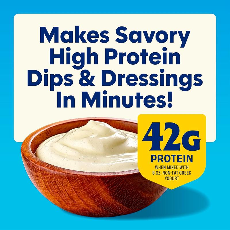 Protein Ranch Seasoning for Salad Dressings & Dips - Quick & Easy Ranch Dressing Mix | Turn Greek Yogurt or Cottage Cheese into Protein Ranch | Great with Veggies & Popcorn | Savory Protein Powder