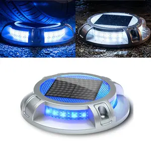 Siedinlar Solar Driveway Deck Dock Lights, Waterproof 4 Modes 40 LEDs Heavy-Duty Aluminum Outdoor Ground Lights for Walkway, Pathway, Steps, Yard, Patio & Garden, Blue/White Dynamic Lighting（1 Pack） outdoorfun